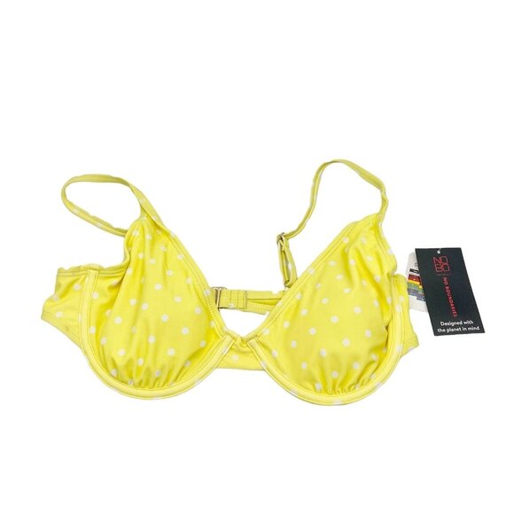 No Boundaries Medium 7-9 Yellow White Dot Underwire Bikini Top Juniors NWT - Picture 1 of 7